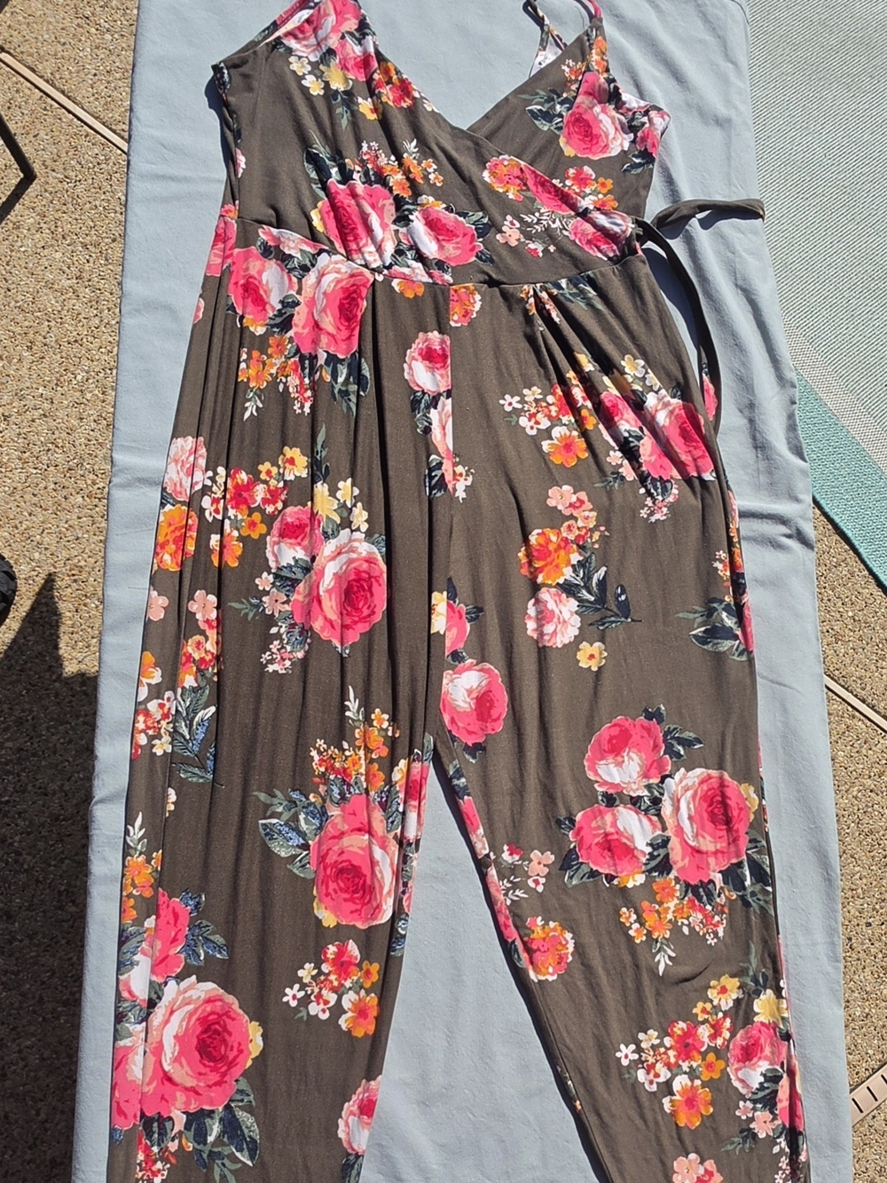Derek Heart Brown Jumpsuit with Pink Floral Print